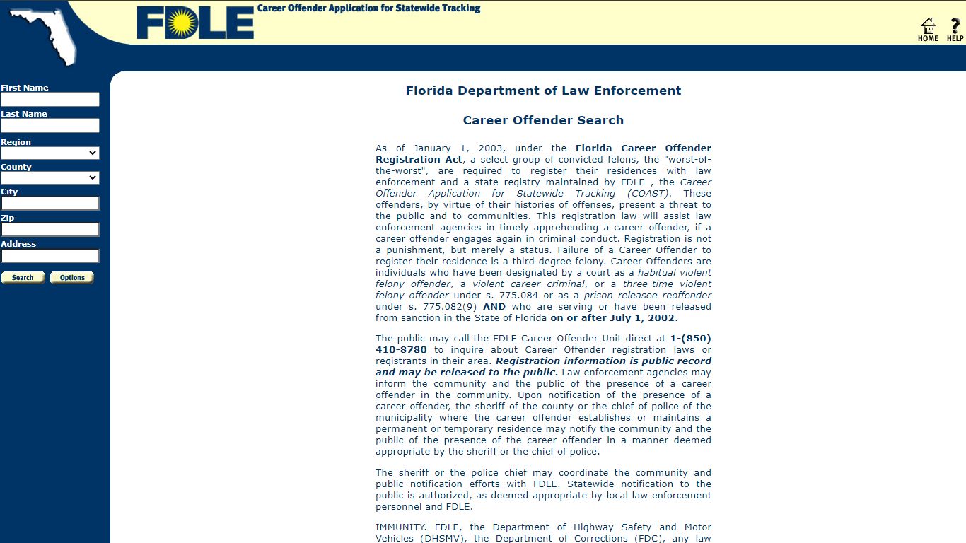 FDLE Career Offender Search - fdle.state.fl.us